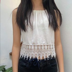 Tie-Back White Lace Tank